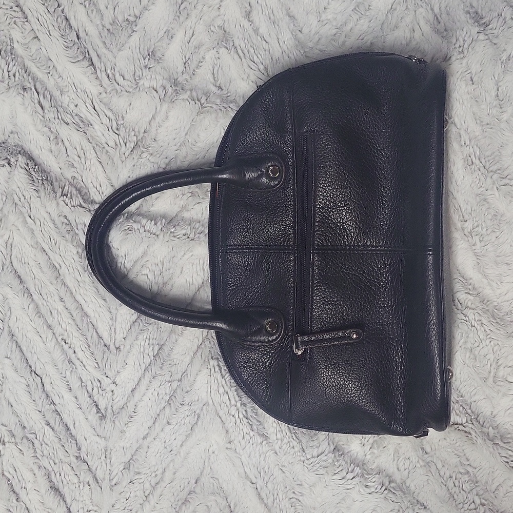 Tignanello black purse satchel bag Saratoga domed handbag tote